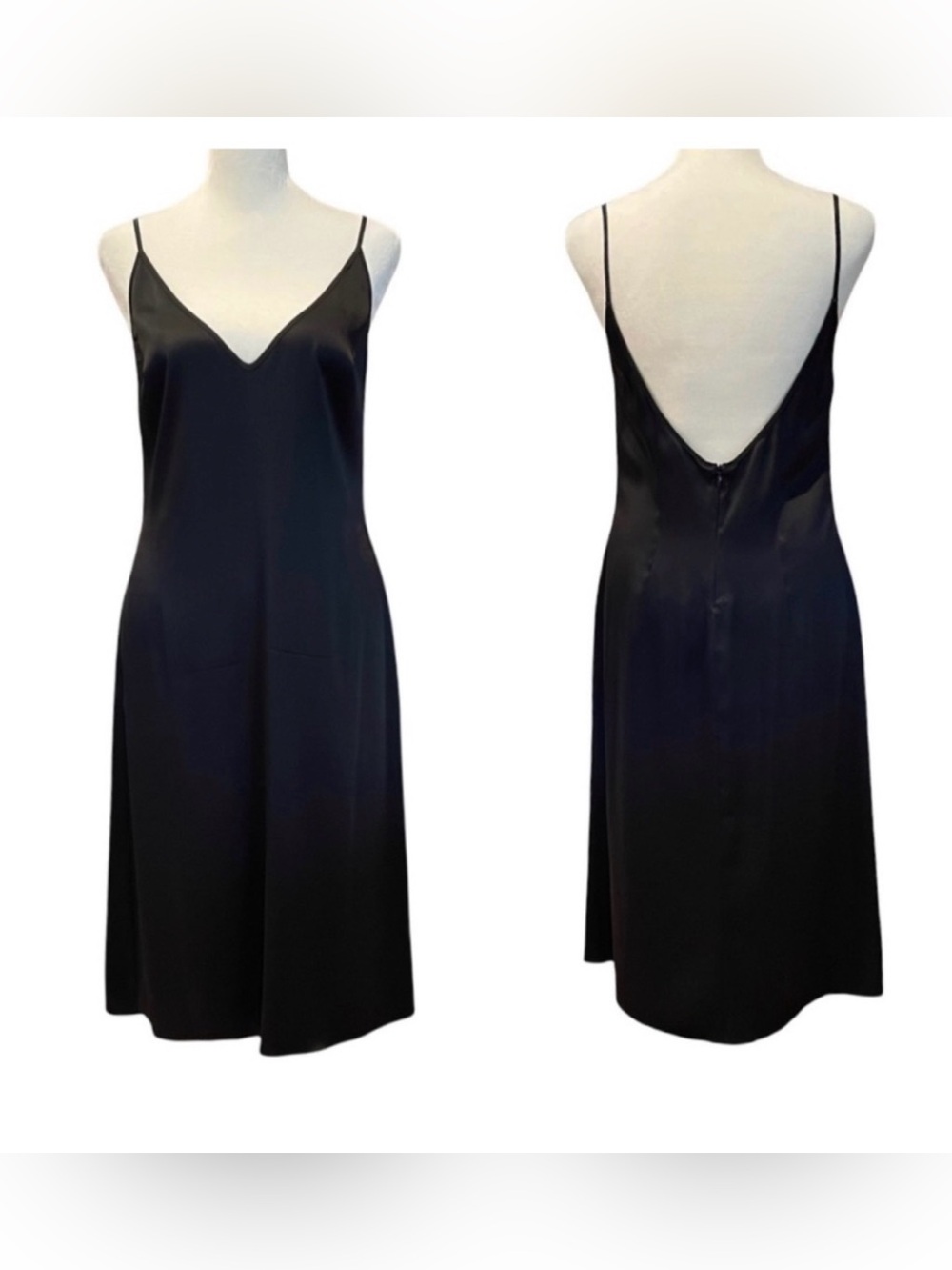 VALENTINO ROMA black silk* slip dress, made in Italy, size EU42/US6